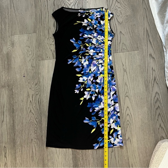 Lauren Ralph Lauren Black and Blue Floral Sheath Dress Size 10 - Picture 8 of 8